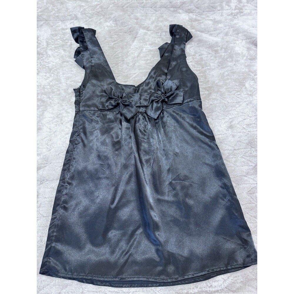 5/48 Cami Dress Women XS Black Satin Bows Cottagecore Whimsical Y2K